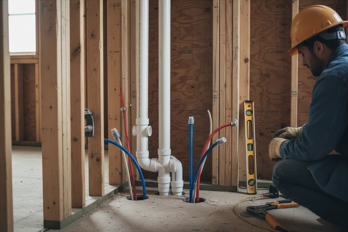 Drain and supply rough-in during Toilet Repair and Installation in Augusta